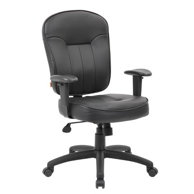 Boss 26'' Adjustable Black LeatherPlus Task Chair with Swivel