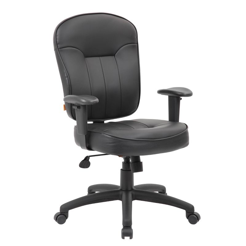 Leather Task Chair with Adjustable Arms Black - Boss Office Products, 3 of 9