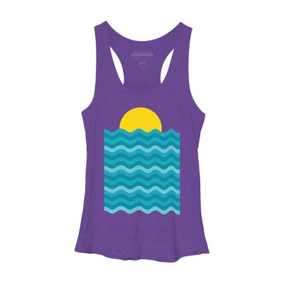 Women's Design By Humans Sunset Waves By clingcling Racerback Tank Top