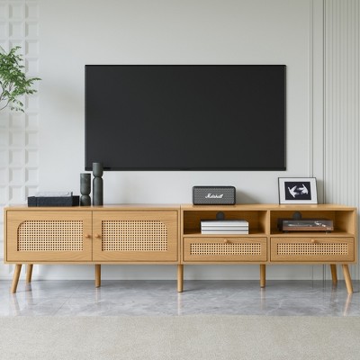 GlasFlength TV Stands and Consoles, Stylish Entertainment Center for Living Room, Modern Design for Classic Interiors, Beige,78.74”*14.57”*19.45"