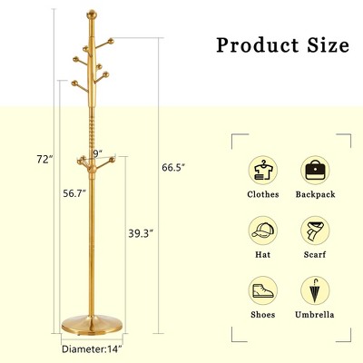 Vynxaria 72" Stainless Steel Coat Rack with Solid Wood Reinforcement ¨C Detachable Bracket