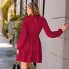 Women's Elegant Burgundy Tiered Ruffle Mini Dress- Cupshe - 3 of 4