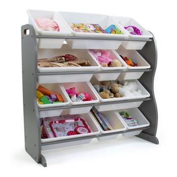 Inspire Contour Kids' Toy Storage Organizer with 12 Storage Bins Gray/White - Humble Crew