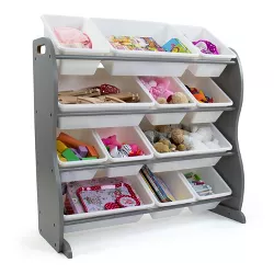 Inspire Contour Toy Storage Organizer with 12 Storage Bins Gray/White - Humble Crew