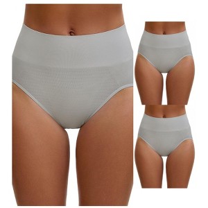 INSPIRE CHIC Women's High Waist Tummy Slimming Elastic Briefs Breathable Butt Lifter Underwear 3 Packs - 1 of 4