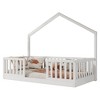 Twin/Full Size Montessori Bed Floor Bed Platform Bed Frame Toddler Bed Kid House Bed with Light & High Rails - ModernLuxe - 4 of 4