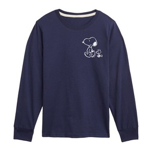 Boys' - Peanuts - Snoopy Woodstock Walk White Ink Long Sleeve Graphic T-Shirt - 1 of 4