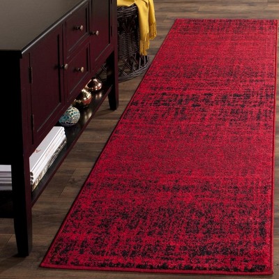 Red and Black Synthetic Circle Area Rug, 2'-6" x 4'