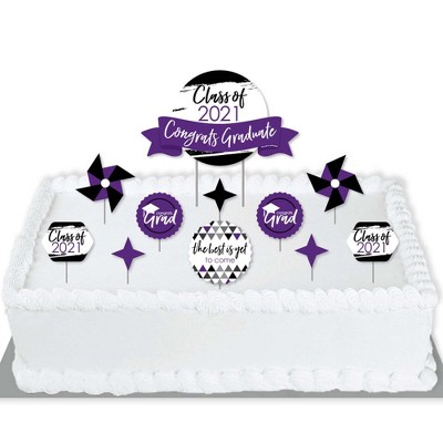 Big Dot of Happiness Purple Grad - Best is Yet to Come - 2021 Purple Grad Party Cake Decorating Kit - Congrats Graduate Cake Topper Set - 11 Pieces