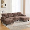 TIRAMISUBEST 103.5" U-Shaped Chenille Sectional Sofa with Dual Chaise, Storage Pockets & Pillows, Brown - Comfortable Living Room Couch - 2 of 4