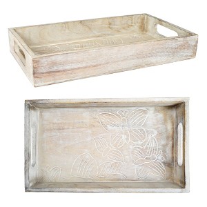 Mela Artisans | Butterflies Trays in Whitewash - 1 of 1