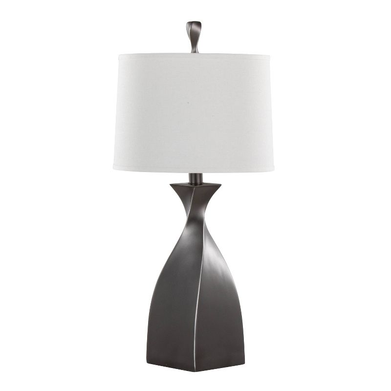 LumiSource (Set of 2) Curvo 30&#34; Contemporary Polyresin Table Lamps Rubbed Gray Slate Polyresin with White Linen Shade from Grandview Gallery, 2 of 8