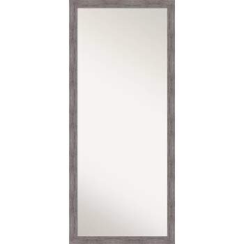 28" x 64" Pinstripe Plank Framed Full Length Floor/Leaner Mirror Gray - Amanti Art