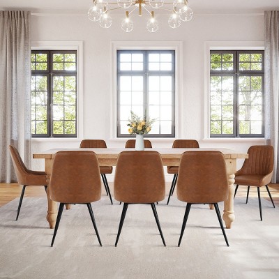 Farmhouse Faux Leather Dining Chairs Set of 8,Modern Design Upholstered Dining Chair for Kitchen,Dinging Room,Living Room,Indoor Furniture-Tanpinhause
