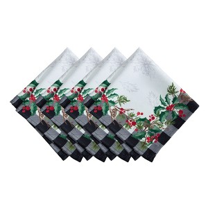 Holly Farmhouse Charm Holiday Fabric Napkins, Set of 4 - Multicolor - 17x17 - Elrene Home Fashions - 1 of 3