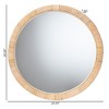 bali & pari Bella Modern Bohemian Natural Brown Mahognay Wood and Natural Rattan Round Mirror - 4 of 4