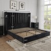 Bed Frame Upholstered Bed Wingback Headborad Velvet Channel Tufted - 3 of 4