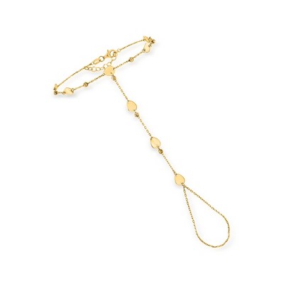Pure Collection by Ross-Simons 14kt Yellow Gold Disc Station Cable-Chain Hand Bracelet Size 7