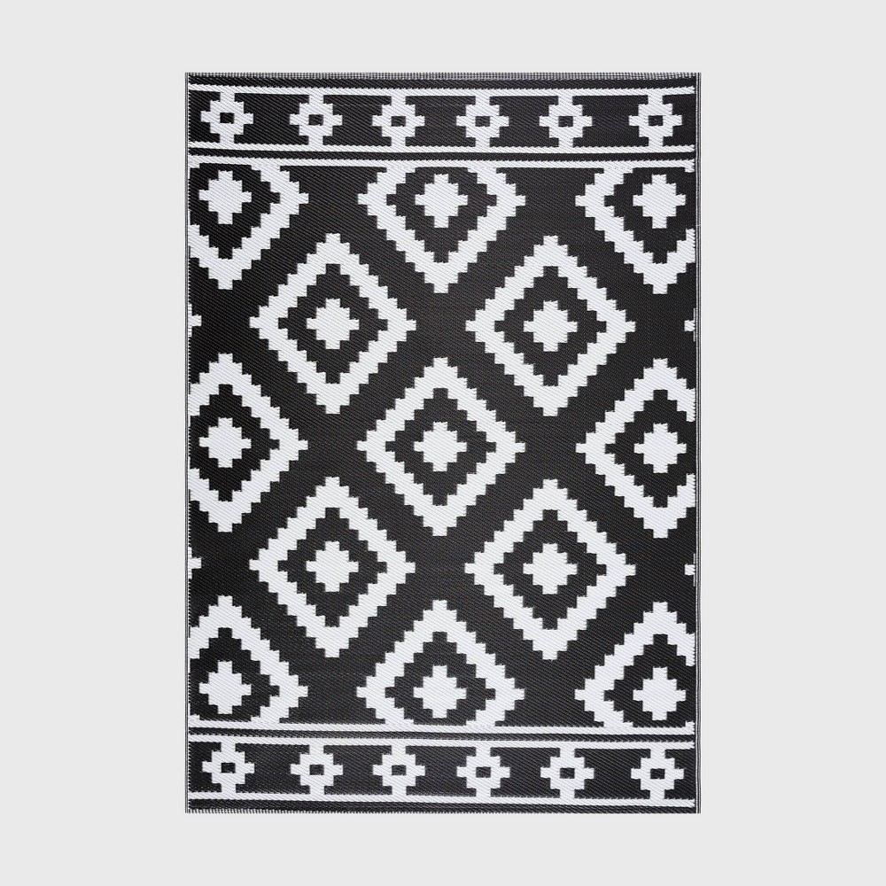 Playa Rug 4'x6' Milan Recycled Plastic Floor Mat: Reversible, UV & Water-Resistant, Woven, Hose Clean
