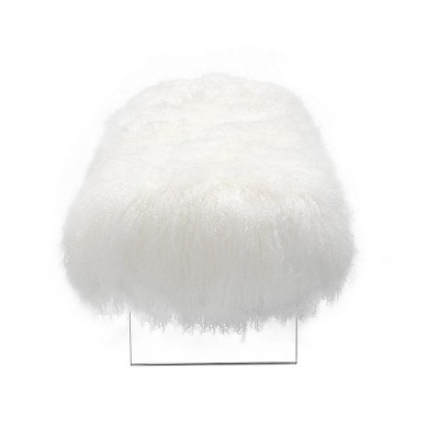 Lilliana 50'' White Genuine Sheepskin Modern Bench with Acrylic Legs