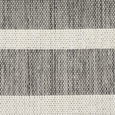 Charcoal Ivory Striped Flatweave 8' x 10' Outdoor Rug