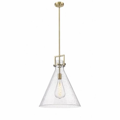 Newton Cone - 1 Light Stem Hung Pendant In Industrial Style-22.75 Inches Tall and 18 Inches Wide