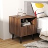 Bekrvio Mid Century Modern Fluted Nightstand with Solid Wood Legs,19.7" Walnut Side Table with Drawers & Open Storage for Bedroom,Living Room - 2 of 4