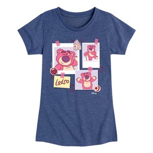 Girls' - Toy Story - Lotso Strawberry Smelling Bear Fitted Short Sleeve Graphic T-Shirt - 1 of 4