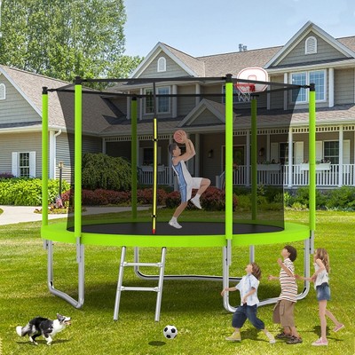 Whisen 14FT Recreational Trampoline with Safety Enclosure for Outdoor/Indoor Sports, 5 W-Legs