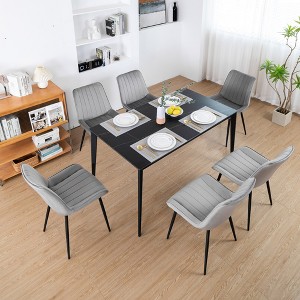 DYHOME Mid-century Modern Dining Chairs, Velvet Upholstered Metal Side Chair, Set of 6 - 1 of 4