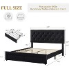 Bed Frame with 2 Storage Drawers, Vintage Velvet Upholstered Bedframe with Button Tufted Rivets Headboard, Wooden Slat Support, Noise Free, No Box - 2 of 4