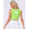 INSPIRE CHIC Women's U Neck Sleeveless Party Clubwear Shiny Metallic Crop Tank Tops - 4 of 4