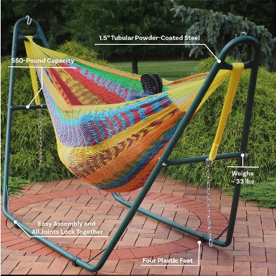 Green Powder-Coated Steel Universal Hammock Stand for 2-Person