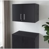 HomeRoots 20" Black Wood Wall Mounted Storage Cabinet With Two Doors - 2 of 4