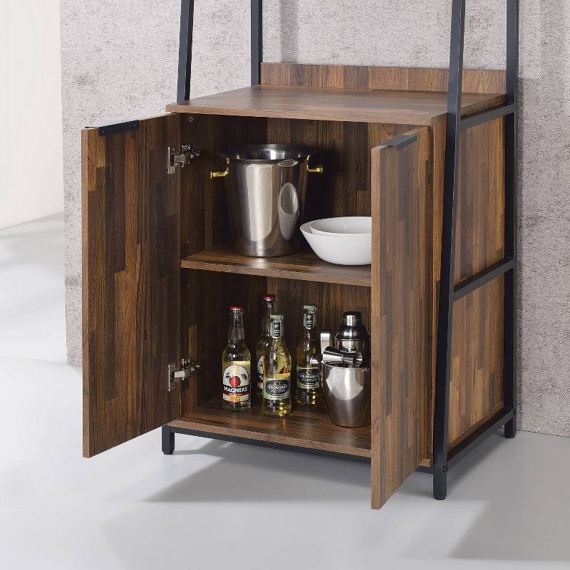 73.63&#34; Moniave Bookcase with Wine Glass Rack Oak/Black - HOMES: Inside + Out, 4 of 6