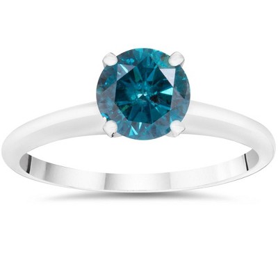 Pompeii3 1ct Treated Blue Diamond Solitaire Engagement Ring 14k White ...