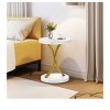 Small Round End Tables Side Table Metal Frame, Faux Marble Top Accent Table Nightstand Modern Style For Living Room Bedroom And Office - 4 of 4