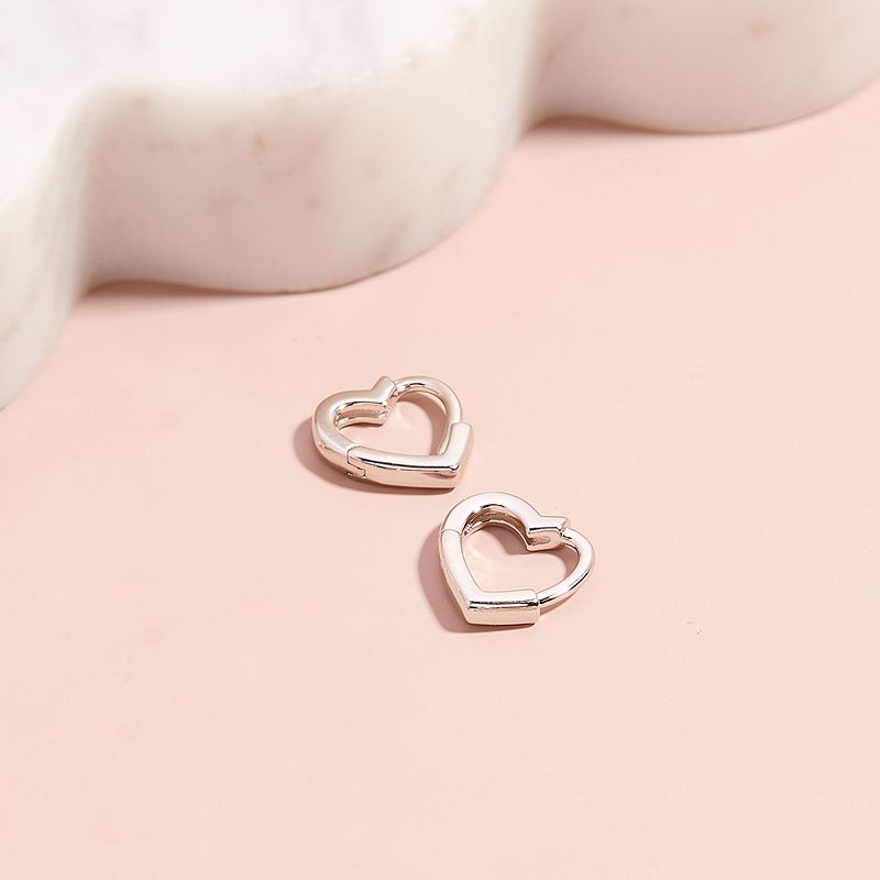 Girls' Heart Shaped Hoop Sterling Silver Earrings - In Season Jewelry, 5 of 8