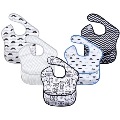 Hudson Baby Infant Boy Waterproof Polyester Bibs 5pk, Gentleman