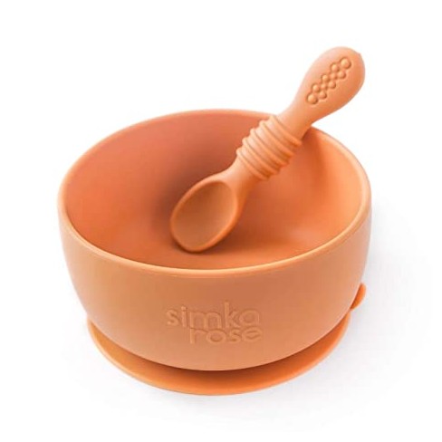 Simka Rose Silicone Baby Bowl And Spoon Set, Rust : Target