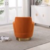 Swivel Barrel Chair, Round Accent Armchair With Gold Stainless Steel Base, Modern 360° Reading Chair for Living Room or Bedroom - 4 of 4