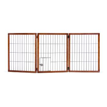 Carlson 3 Panel Freestanding Extra Tall Wood Cat and Dog Gate with Small Door