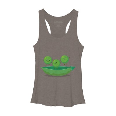 Women's Design By Humans Cute jumping peas in pod cartoon illustration By thefrogfactory Racerback Tank Top