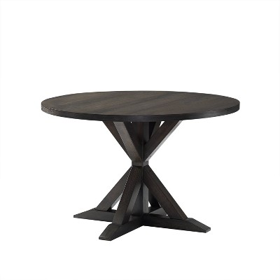 Dark Wood Round Rustic Farmhouse Dining Table
