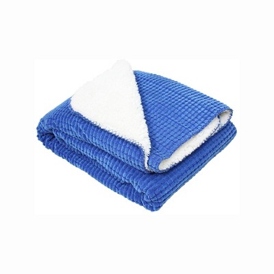  Corduroy Sherpa Throw Blanket Blue - Design Imports 