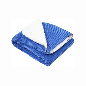 Corduroy Sherpa Throw Blanket Blue - Design Imports