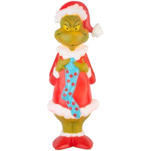 Grinch Lighted Blow Mold Outdoor Decor Grinch w/Seussian Style Stocking 24" Dr. Seuss, Multi - 1 of 2