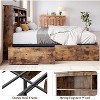 160 Full Bed Frame with Storage Headboard Wooden Bed Frame with 4 Drawers Storage Bookcase and Queen Size Platform Bed with Strong Metal Support No B - 4 of 4