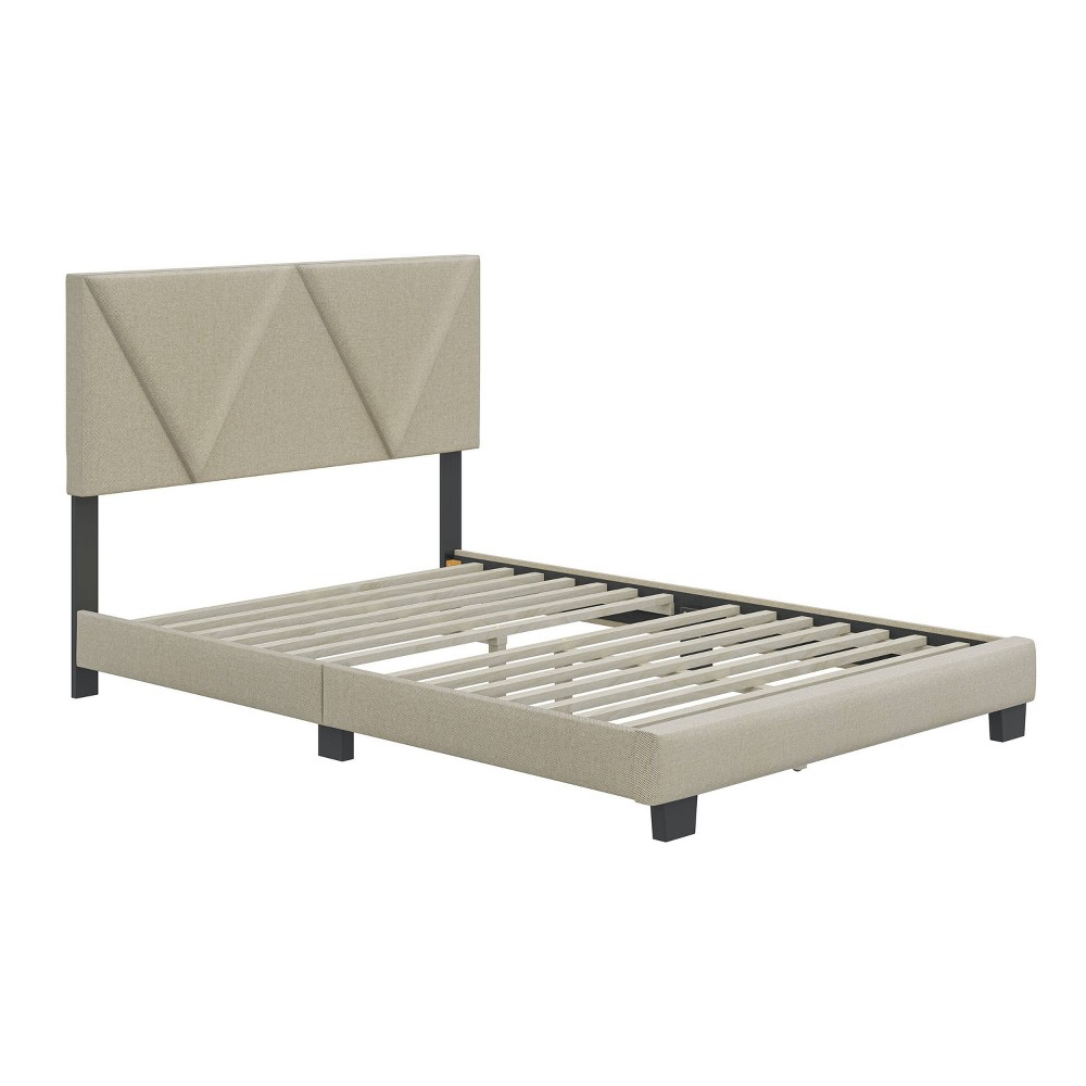 Queen Vector Linen Upholstered Platform Bed Frame Taupe - Boyd Sleep Eco Dream: Adjustable Height, MDF Construction, No Box Spring Needed -  88888630