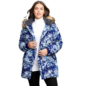 Roaman's Classic Length Quilted Puffer Jacket - 1 of 4